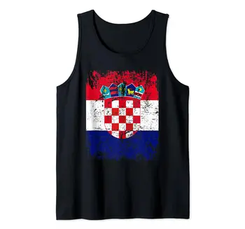 100% Хлопок, ХОРВАТСКИЙ ФЛАГ | Винтажный Флаг Хорватии | Майка с БОЛЬШИМ ФЛАГОМ Хорватии, мужские черные футболки, Размер S-3XL